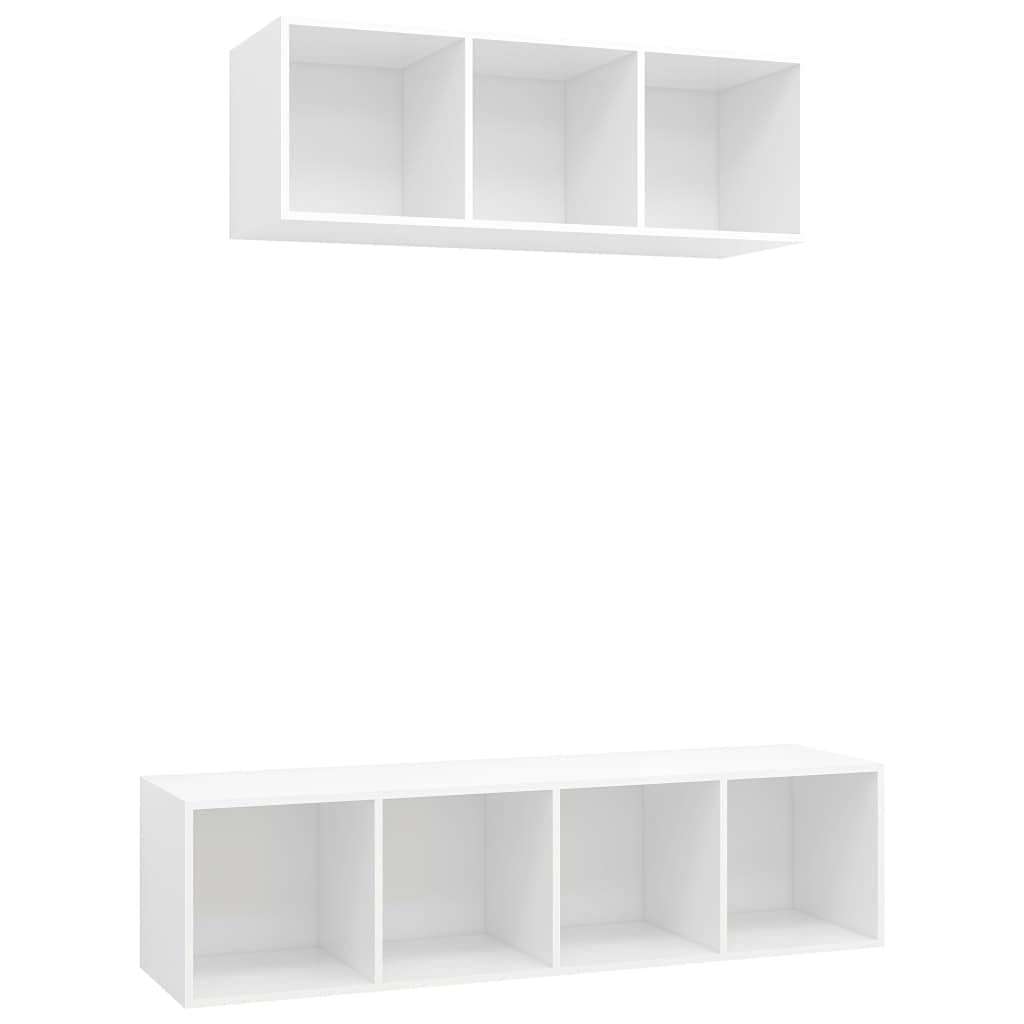 vidaXL Möbel TV-Schrank-Set 2-tlg Weiß Holzwerkstoff Hängend