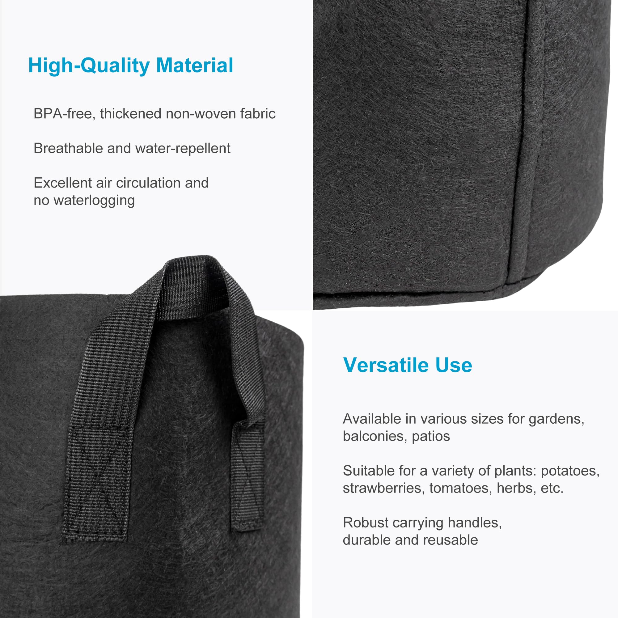 Intirilife Garten Pflanzsack Vlies 75 L 55x30 cm 5 Stück