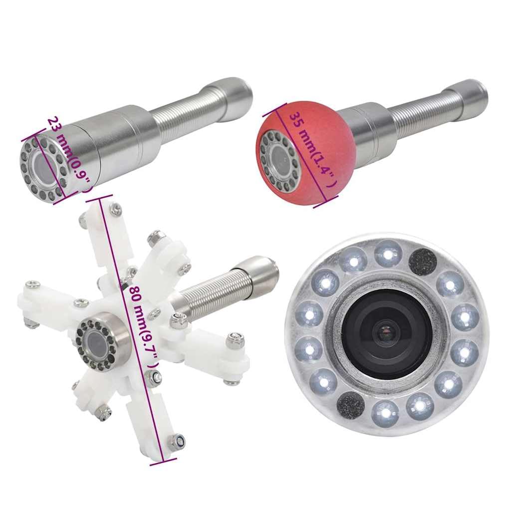 vidaXL Rohrkamera 30 m mit DVR Monitor wasserdicht LED