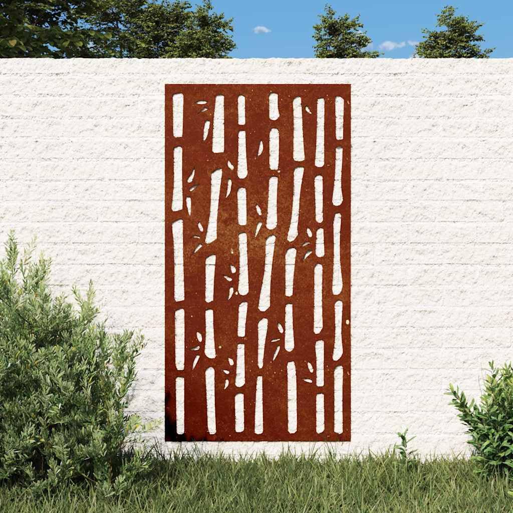 vidaXL Garten Wanddeko 105x55 cm Bambus Cortenstahl