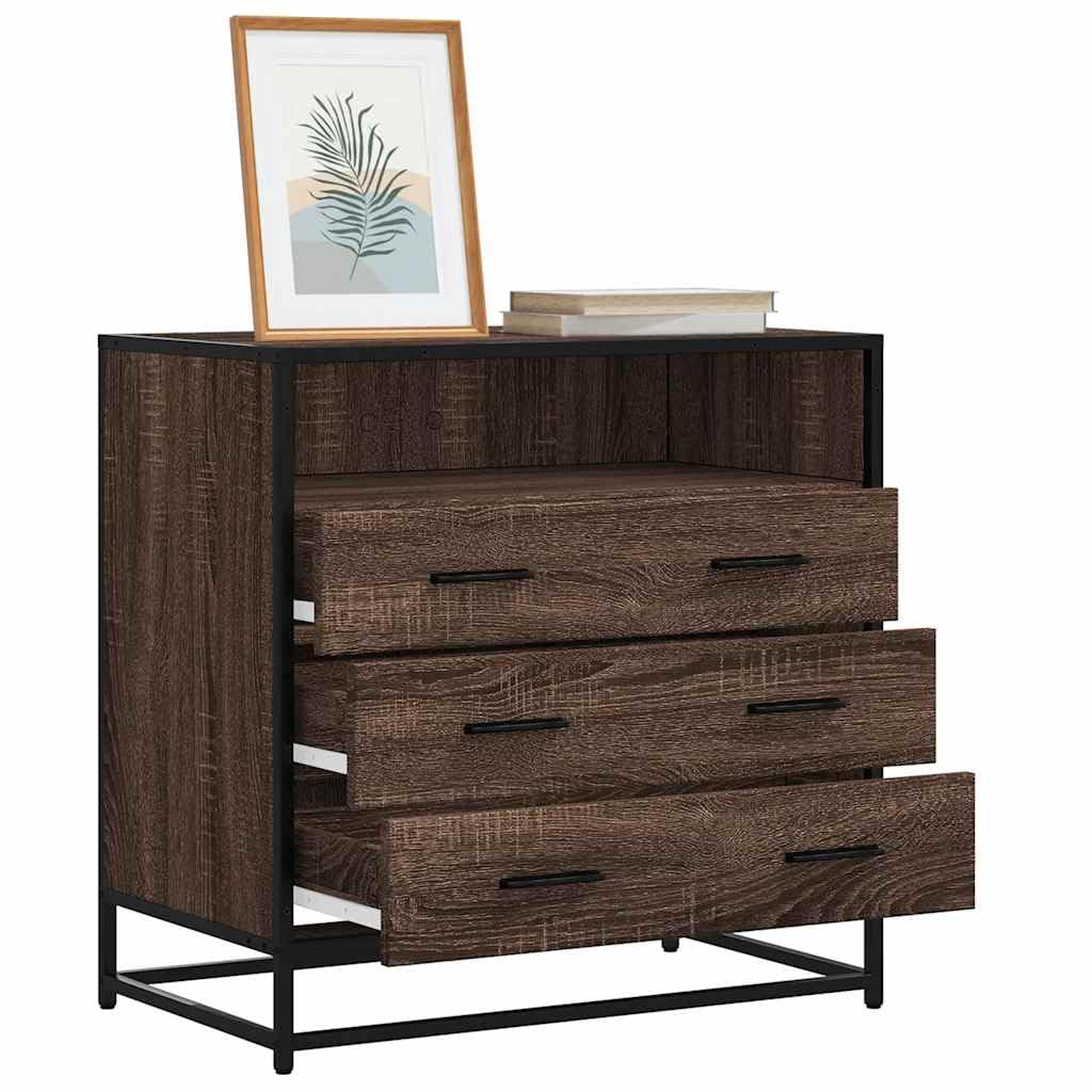 vidaXL Schubladenschrank 70x41x70 cm Braune Eiche Holz 3 Schubladen