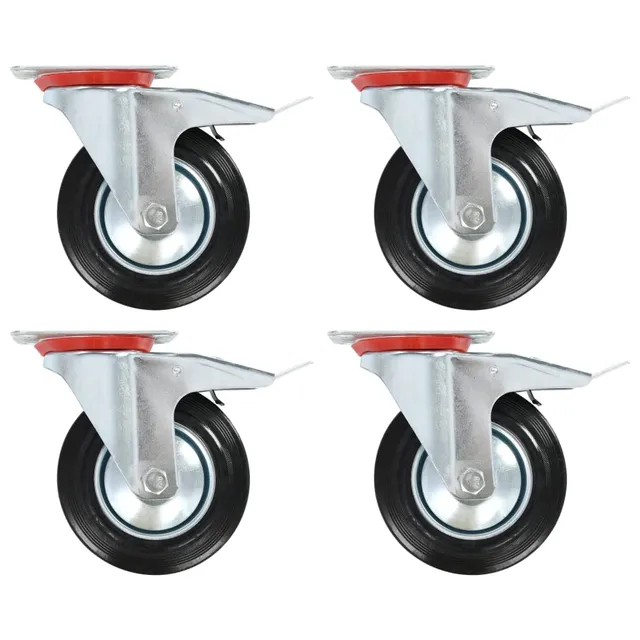 vidaXL Lenkrollen 160 mm Gummirollen 8er-Set Bremse