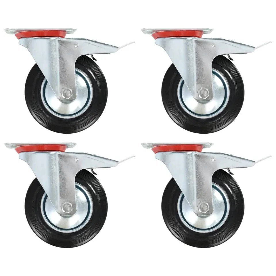 vidaXL Lenkrollen 160 mm Gummirollen 8er-Set Bremse