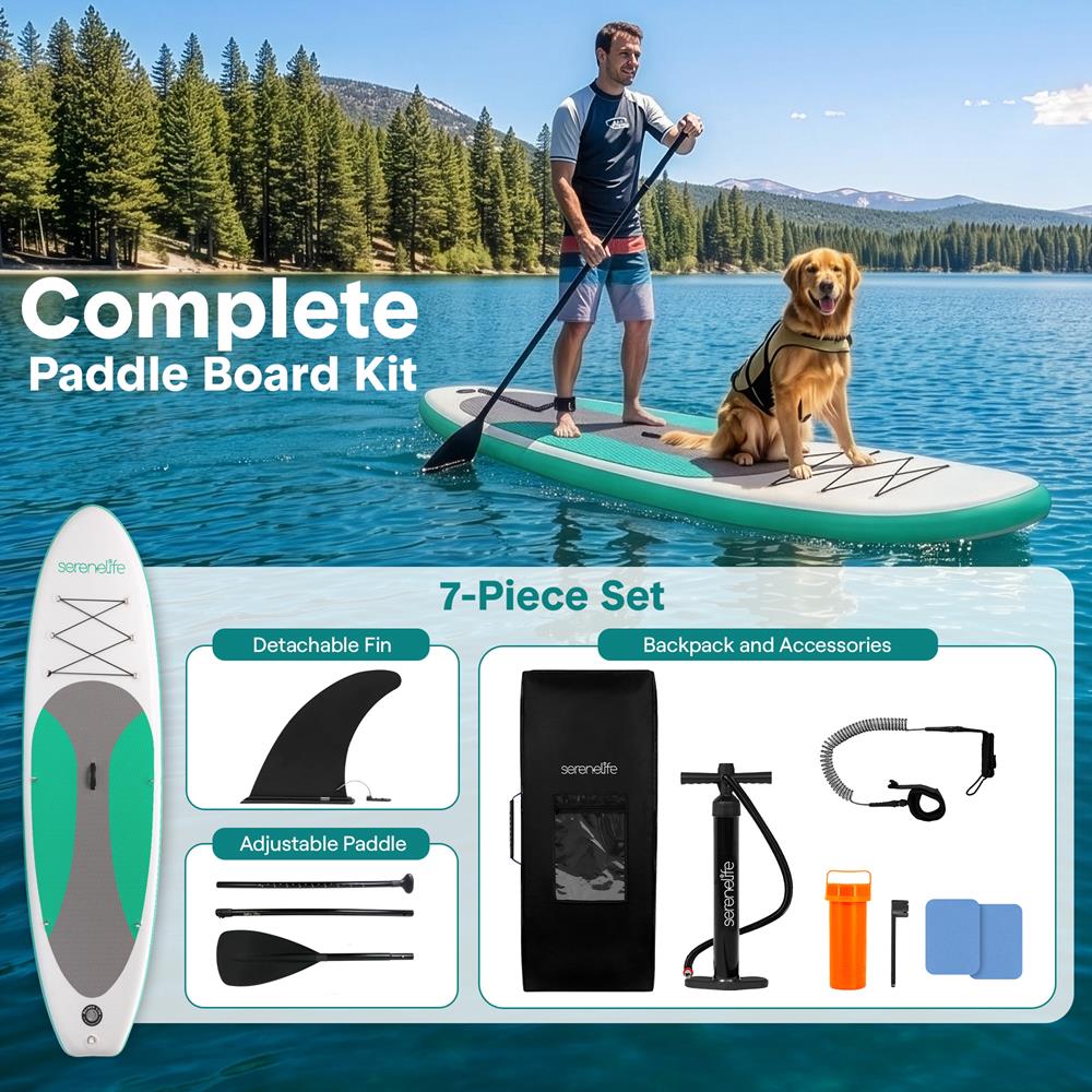 Serenelife SUP Board aufblasbar Schwarz Komplettset
