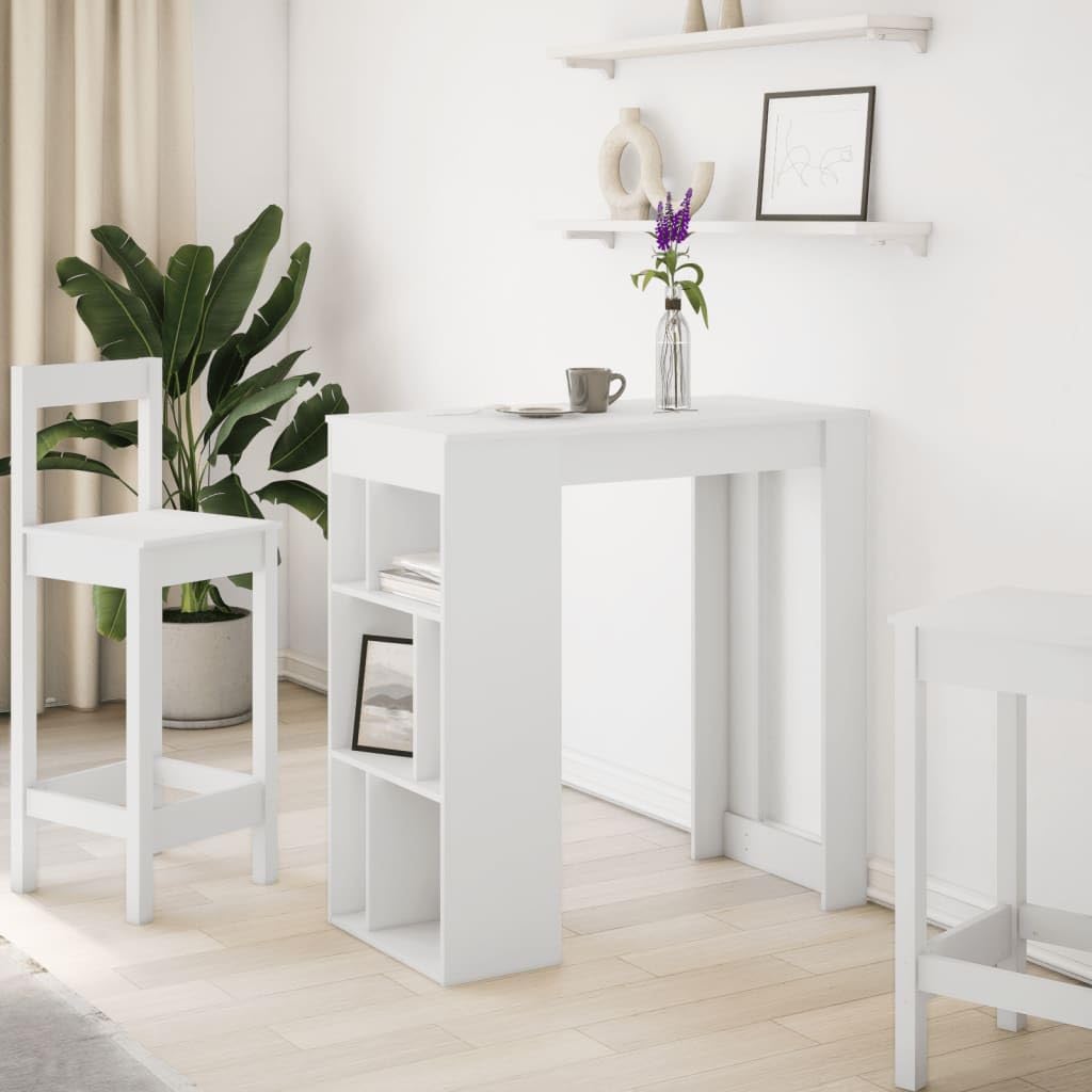 vidaXL Möbel Bartisch Weiß Holzwerkstoff 102x50x103,5 cm 6 Fächer