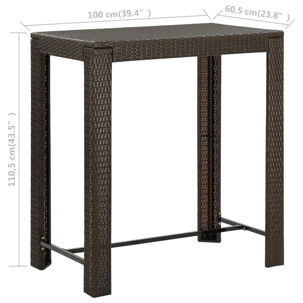 vidaXL Gartenbar-Set 5-tlg Poly Rattan braun Kissen