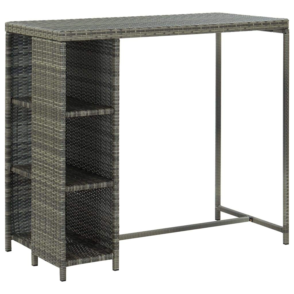 vidaXL Gartenbar-Set 5-tlg. Poly Rattan Grau mit Kissen
