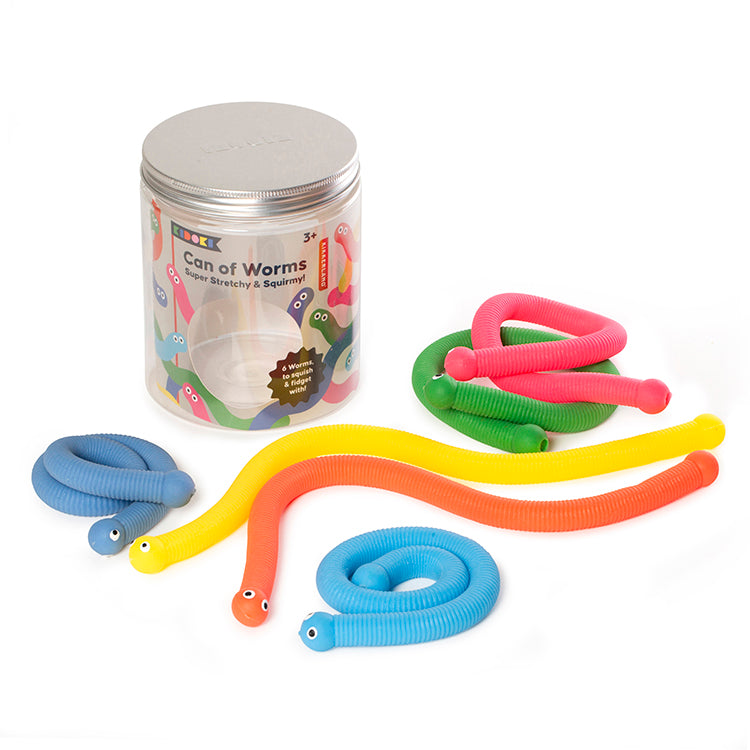 Kikkerland Kidoki Can of Worms Fidgetspielzeug 6er Dose