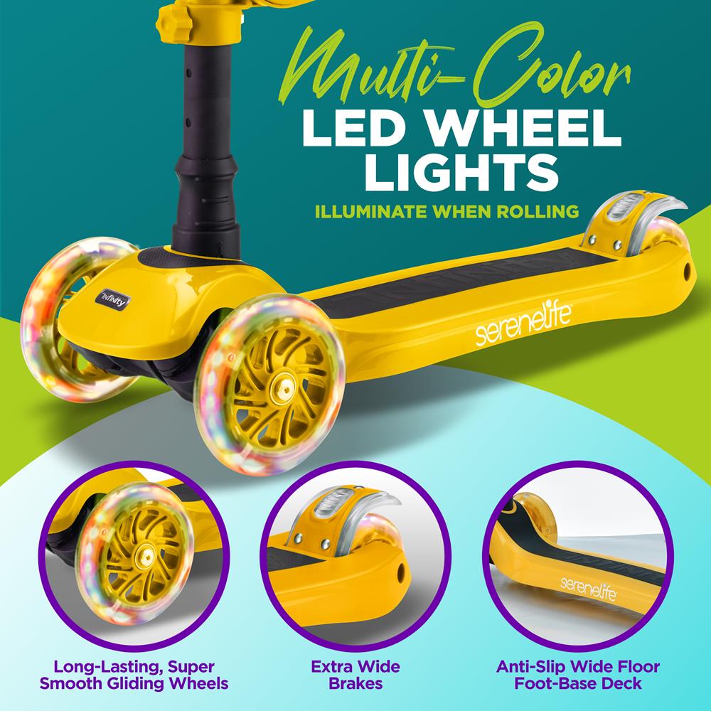Serenelife Scooters Kinderroller 3-Räder Sitz LED