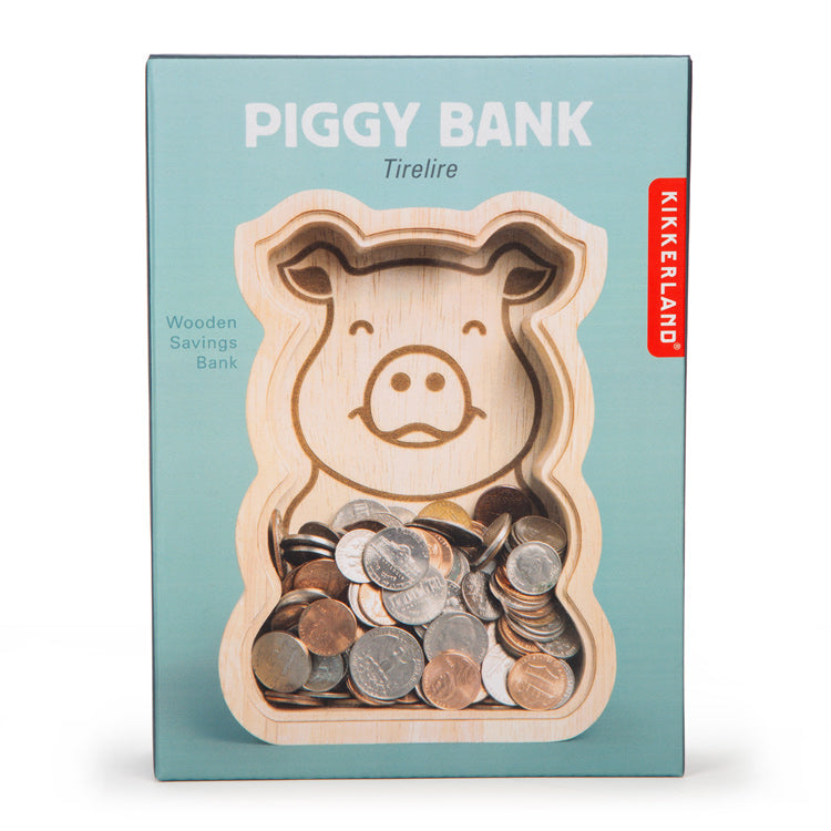 Kikkerland Home Piggy Bank Spardose Schwein Holz