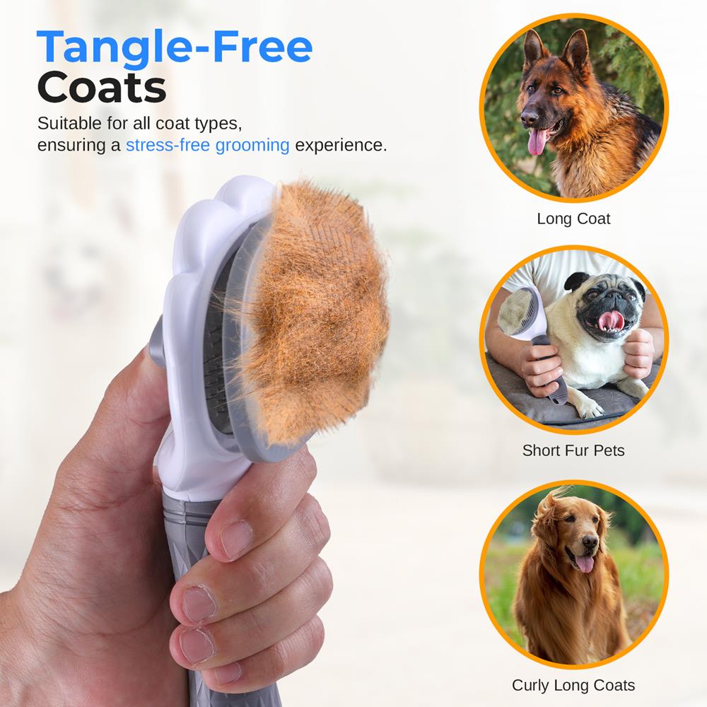 Serenelife Pet Care Tierbürste selbstreinigend Grau Fellpflege