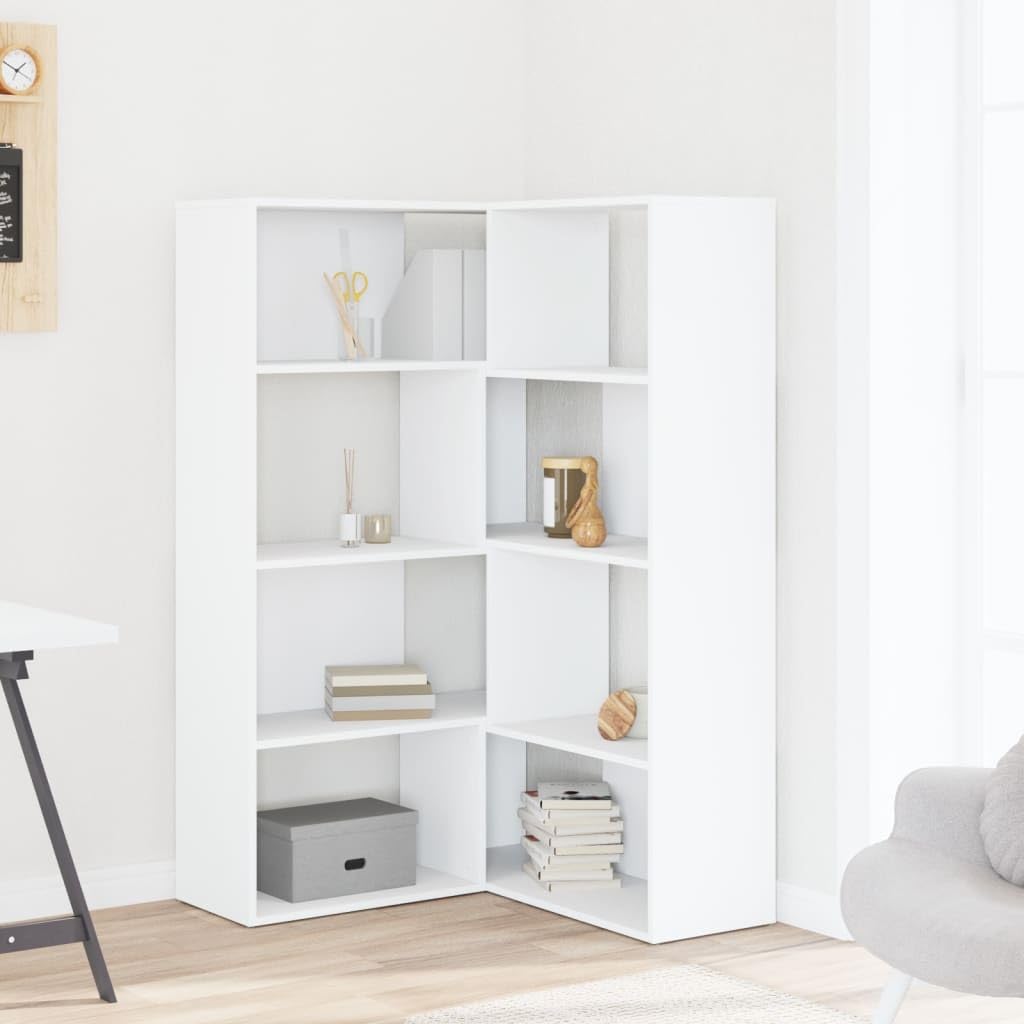 vidaXL Möbel Eck-Bücherregal 4 Etagen Weiß 85x85x140 cm