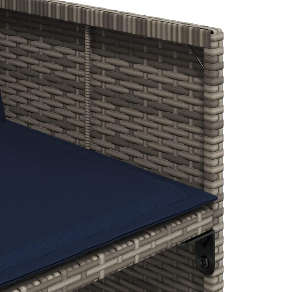 vidaXL 5-tlg Garten Ess-Set Poly-Rattan Grau mit Kissen