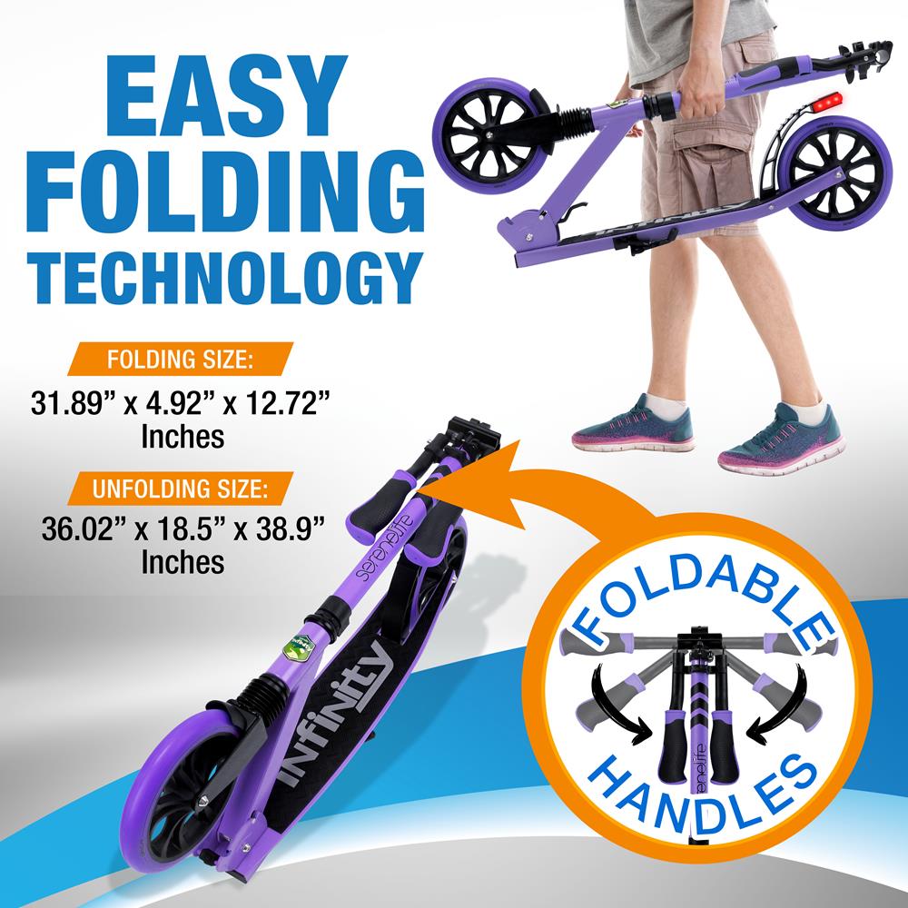 Serenelife Scooter Roller Lila Verstellbar Klappbar 8 Zoll