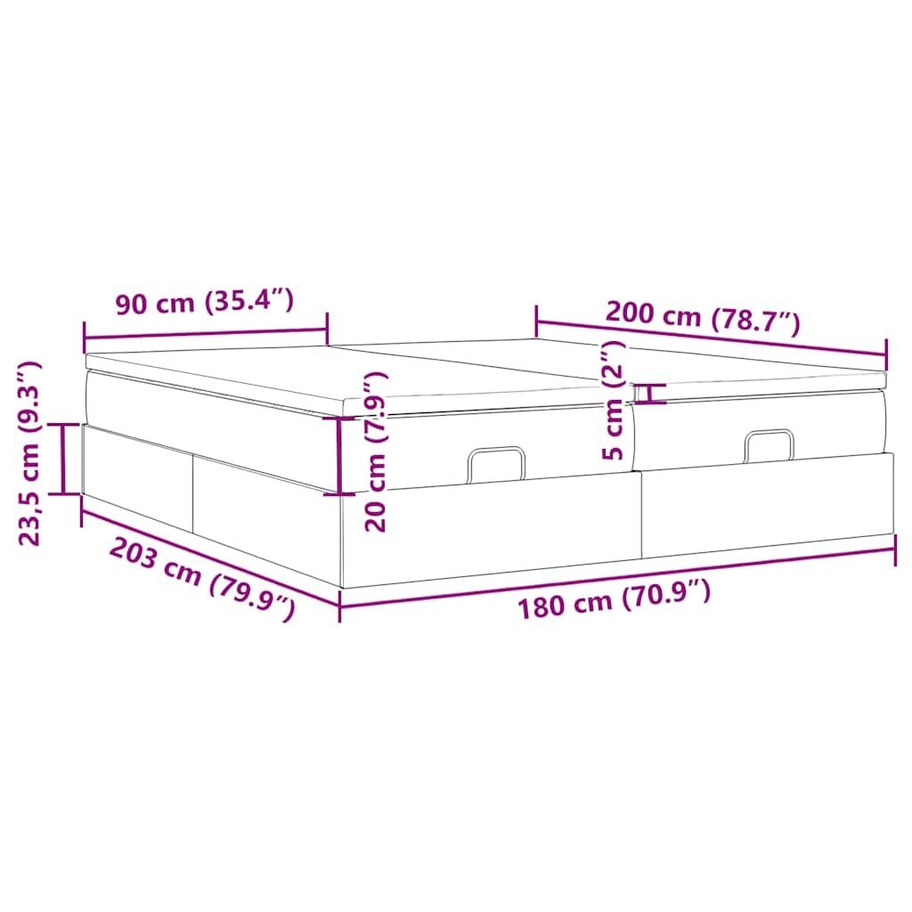 vidaXL Ottoman-Bett Schwarz 180x200 Kunstleder Stauraum