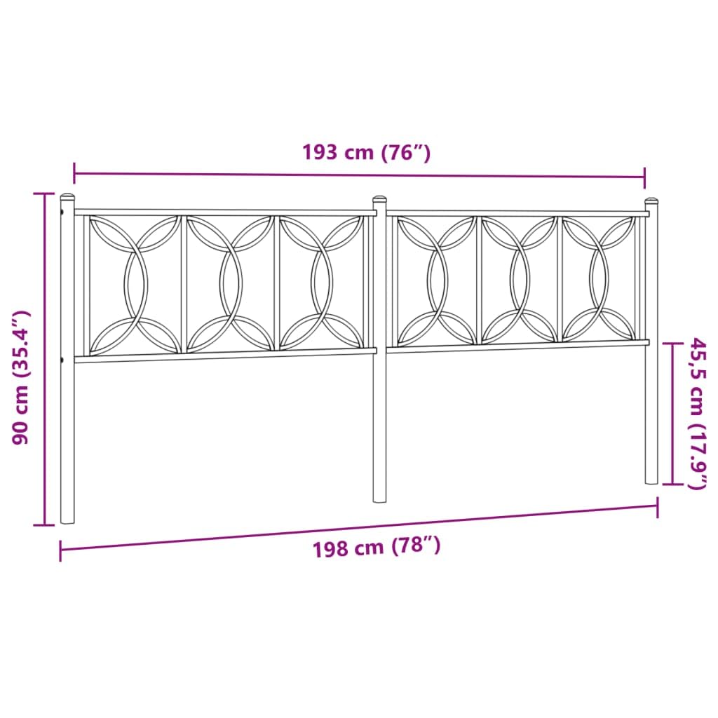 vidaXL Kopfteil Metall Schwarz 193 cm Bettkopfteil Stahl