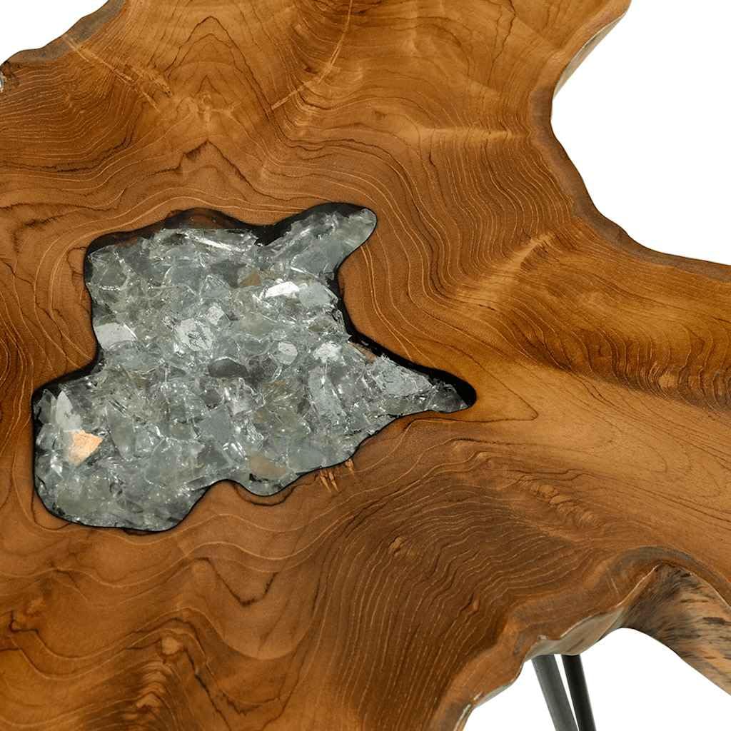 vidaXL Couchtisch 70x45 cm Teak Massivholz Polyresin Wurzel
