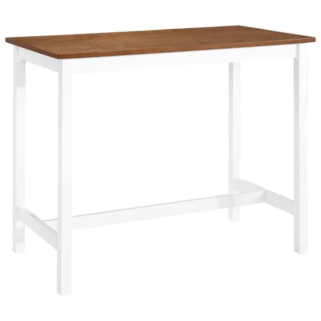 vidaXL Bartisch 108x60x91 cm Massivholz braun-weiß