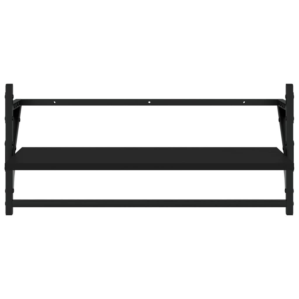 vidaXL Wandregal-Set 4-tlg schwarz Holzwerkstoff mit Stange