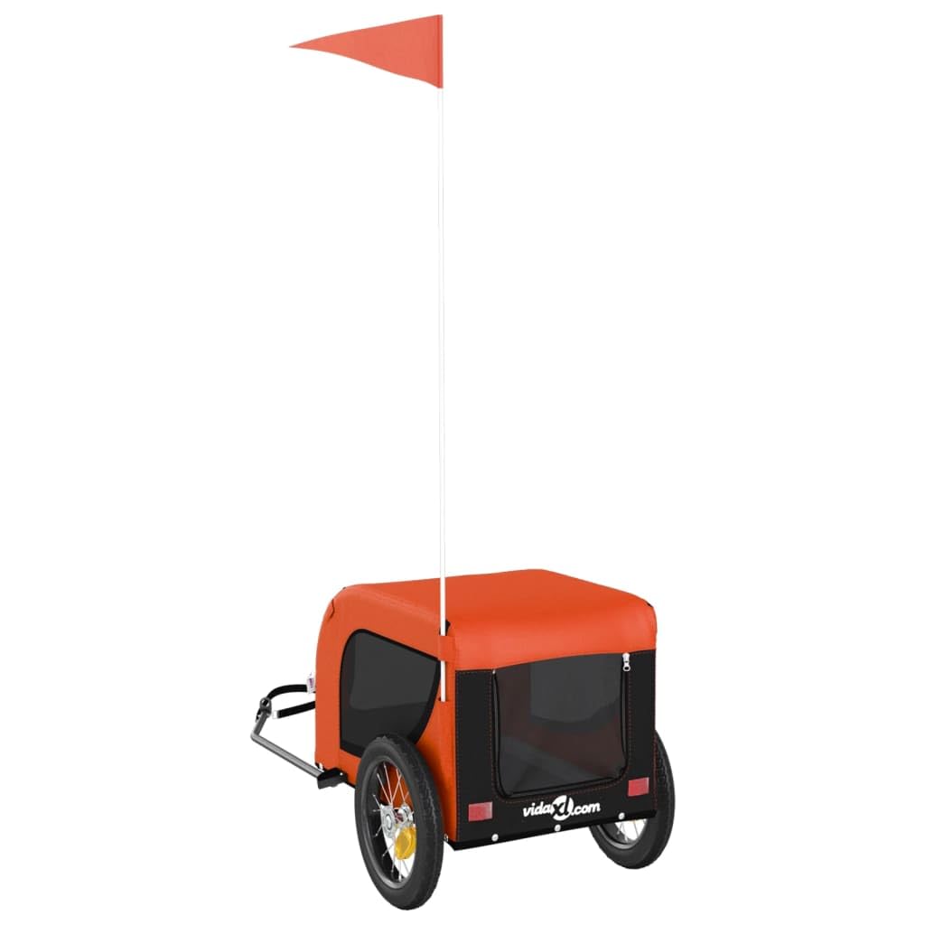 vidaXL Hunde Fahrradanhänger Orange Oxford-Gewebe mit Flagge