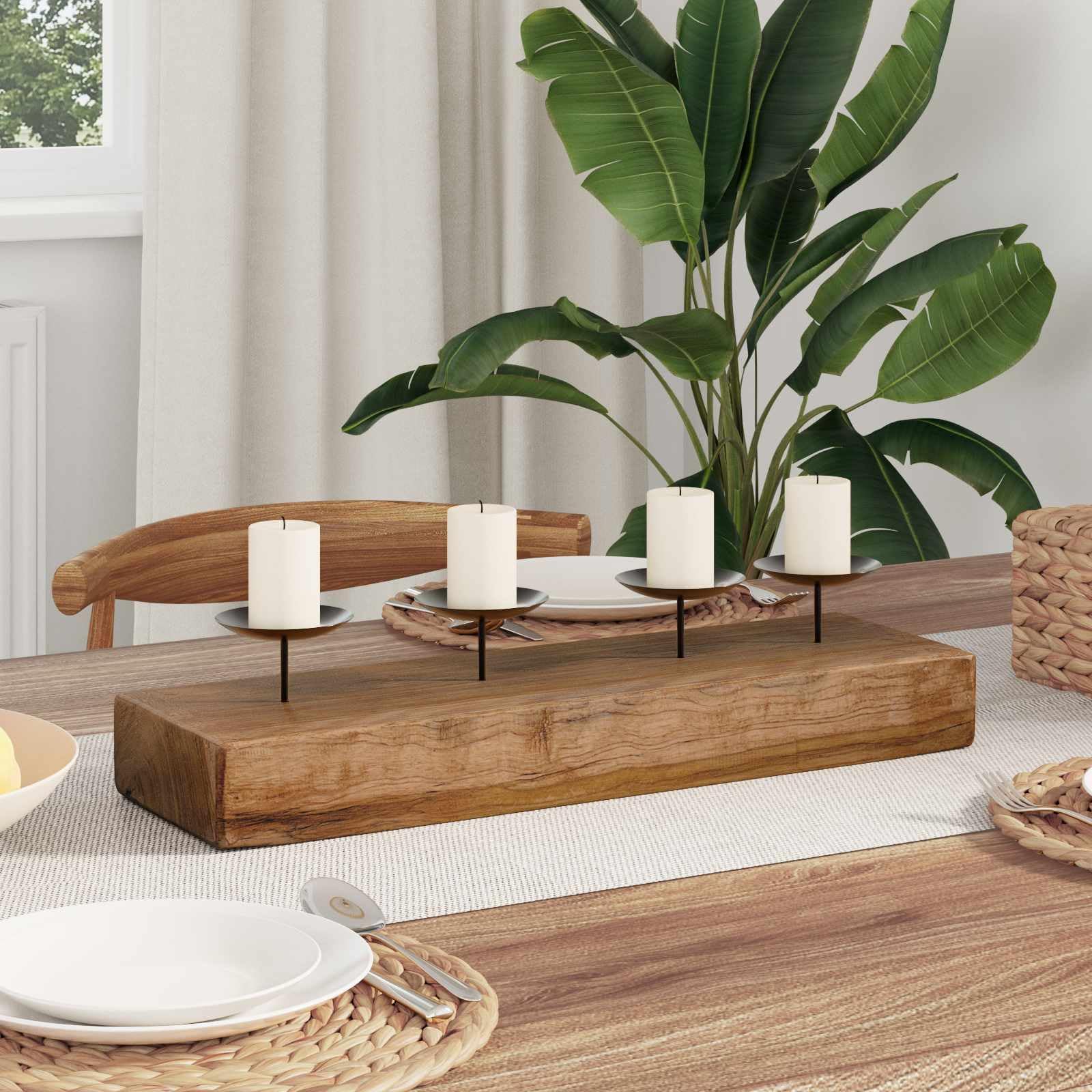vidaXL Heim & Garten Kerzenhalter Natur 50 cm Teak Massivholz