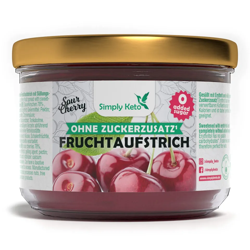 Keto Frühstück Fruchtaufstrich Sauerkirsche 230 g zuckerfrei