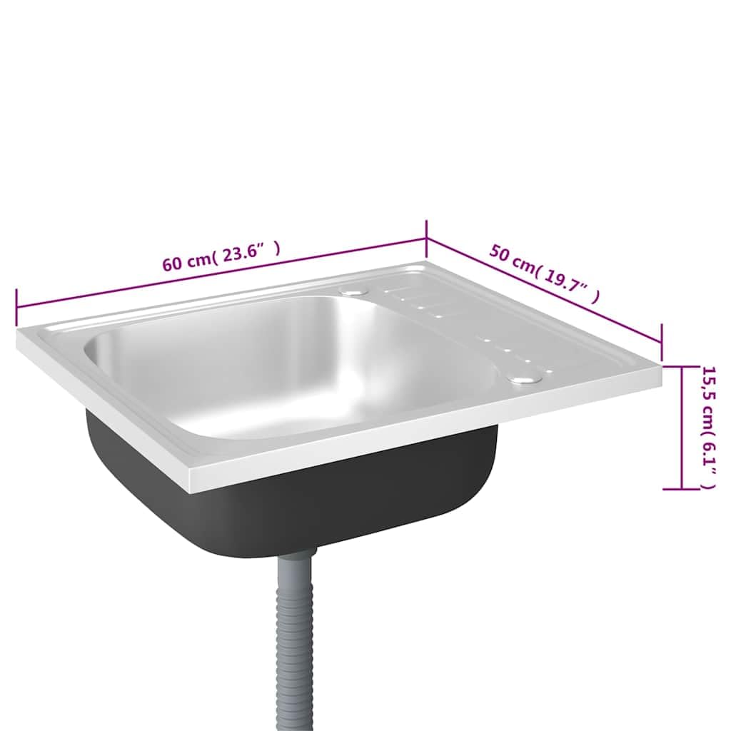 vidaXL Heimwerker Spüle Edelstahl 60x50 mit Abtropffläche