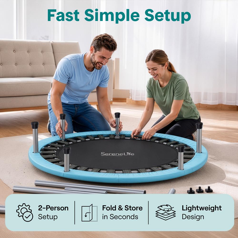 Serenelife Fitness Trampolin 40 Zoll hellblau mit Haltestange