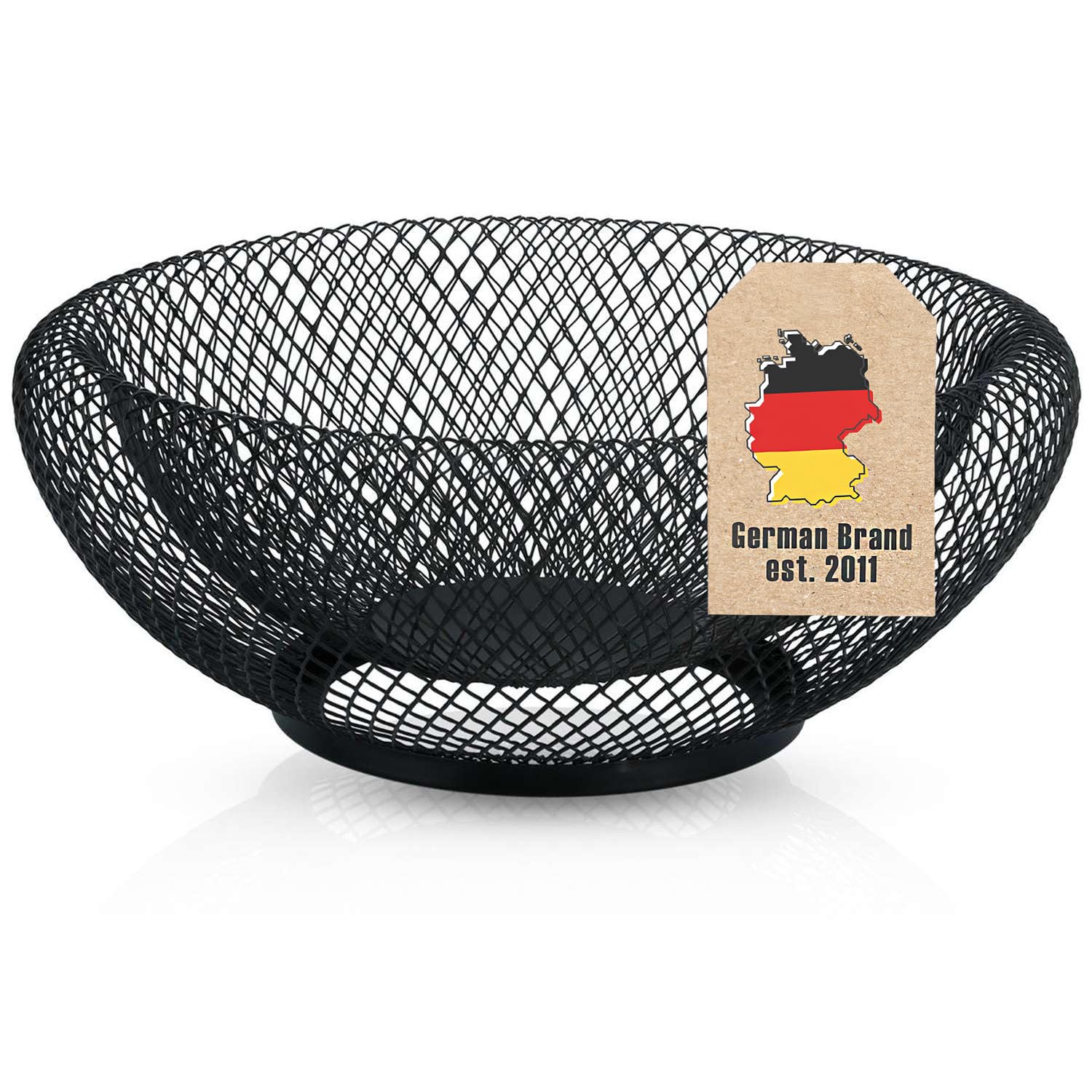Intirilife Obstkorb Metall Schwarz rund 25x9,8 cm Mesh