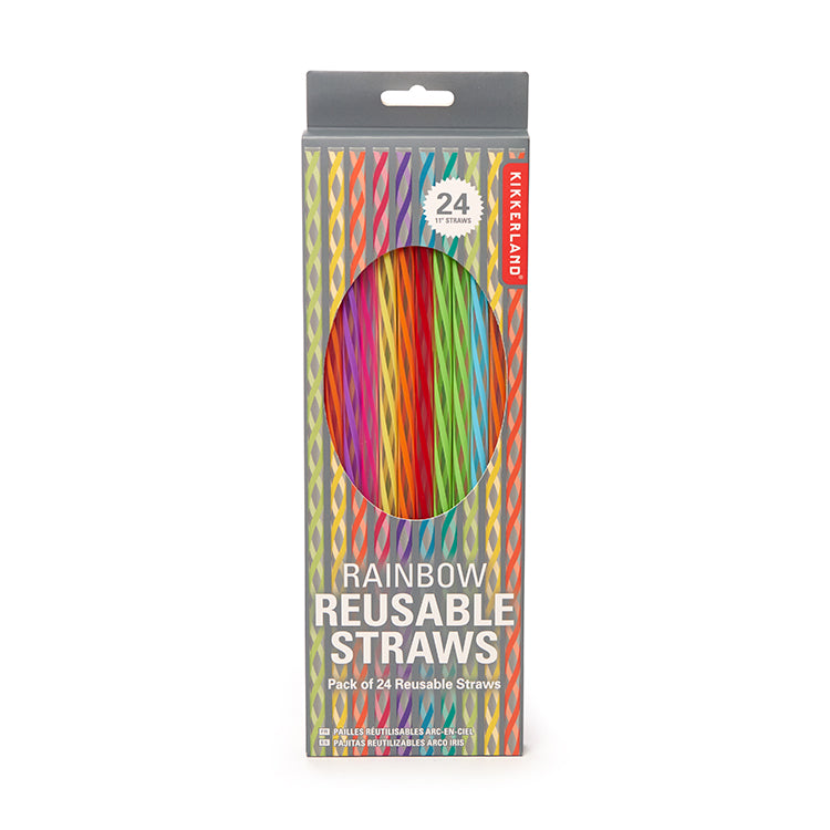 Kikkerland Home Tall Rainbow Strohhalme wiederverwendbar 24er