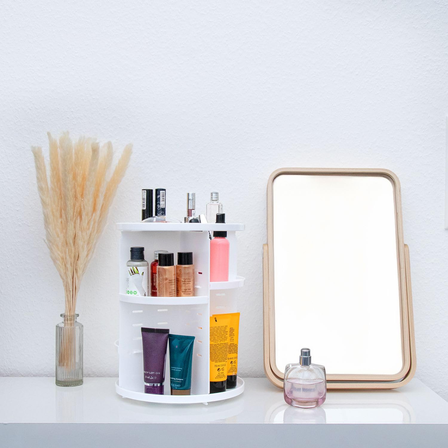 Intirilife Make-Up Organizer Weiß 360 Grad 30x23 cm