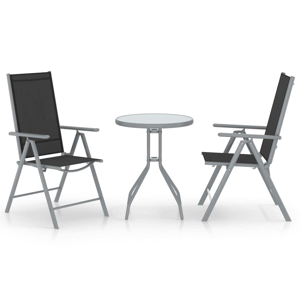 vidaXL Heim & Garten Bistro-Set 3-tlg Balkonset silbern verstellbar