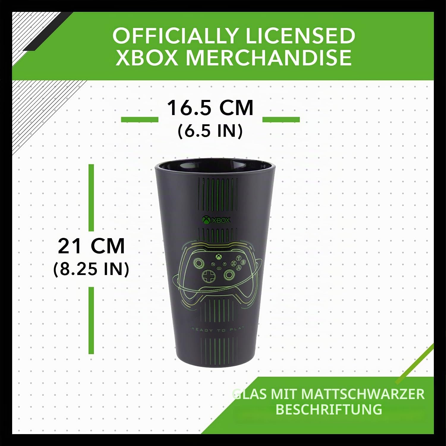 Paladone Xbox Trinkglas 400 ml Tumbler mattschwarz
