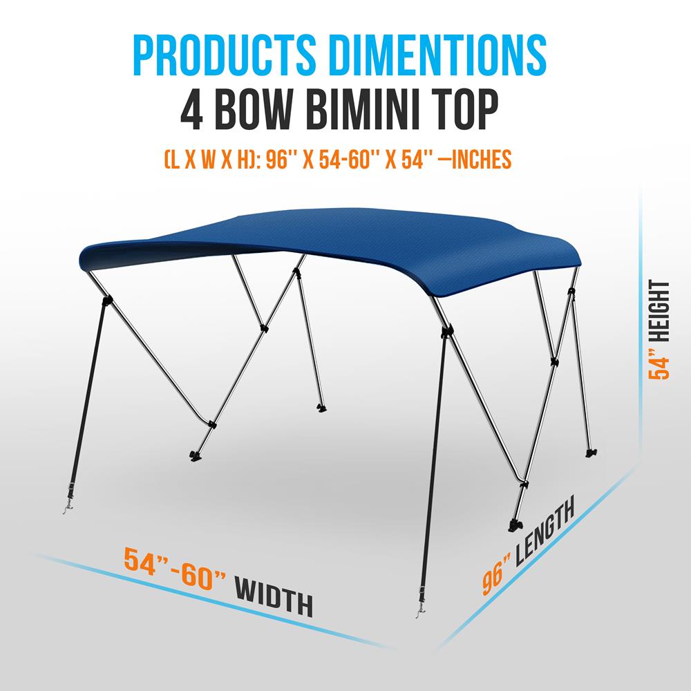 Serenelife Bimini Top Boot 4-Bow Persenning Blau 244 cm