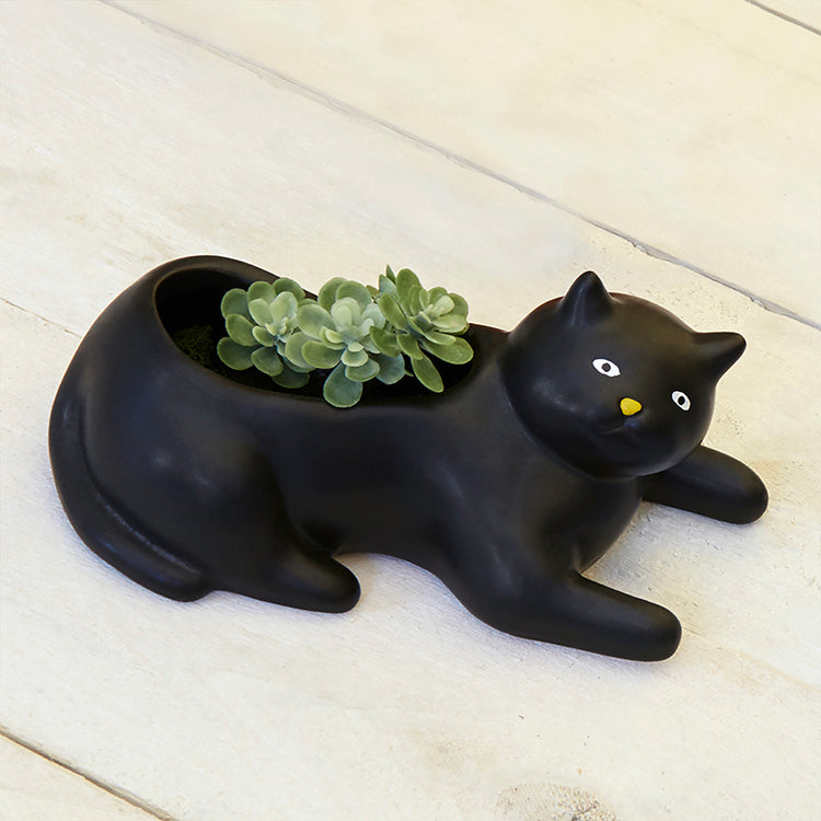 Kikkerland Home Cosmo Blumentopf schwarze Katze Porzellan