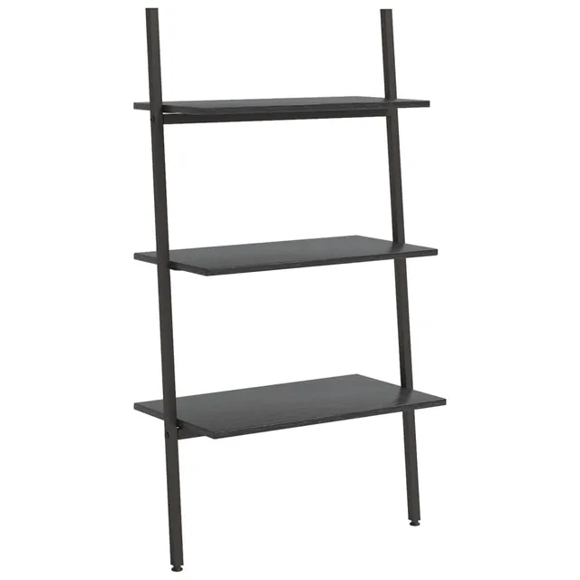 vidaXL Anlehnregal Schwarz 64x34x116 cm 3 Ablagen Stahl