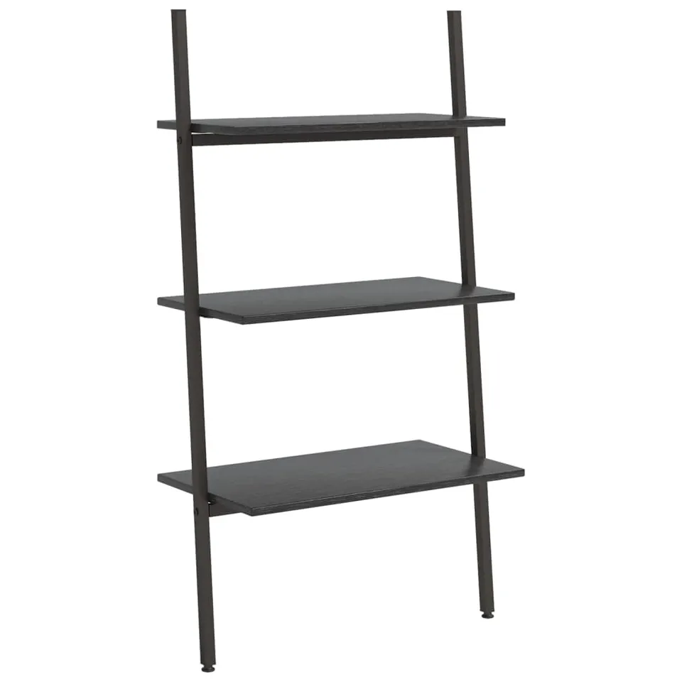 vidaXL Anlehnregal Schwarz 64x34x116 cm 3 Ablagen Stahl