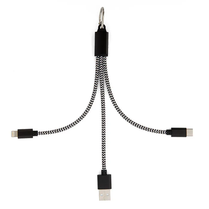 Kikkerland Tech & Stationery 3-in-1 Charging Keyring Ladekabel USB-C