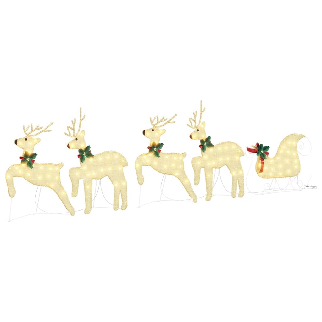 vidaXL LED Rentiere 5-tlg Weihnachtsdeko gold 43x18x66 cm