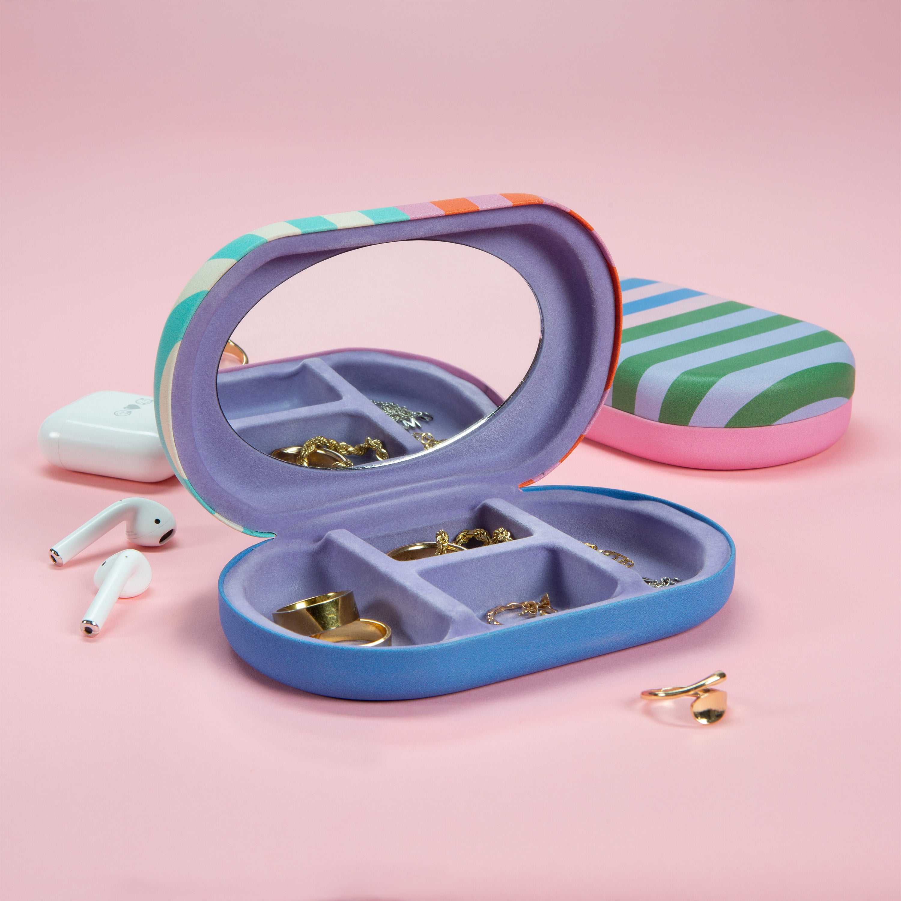 Kikkerland Inkerie Travel Jewelry Case Schmucketui mit Spiegel