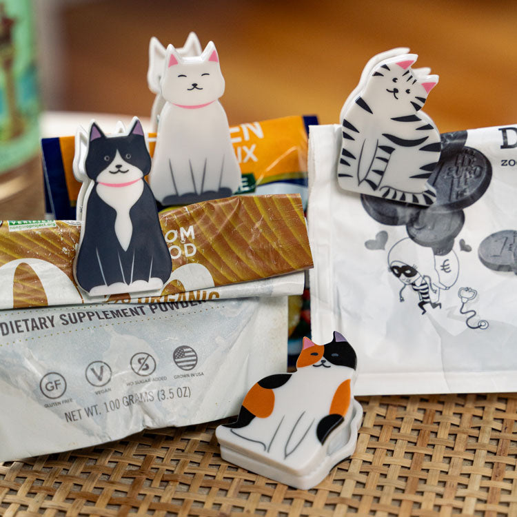 Kikkerland Kitty Bag Clips Verschlussclips Katze 4er