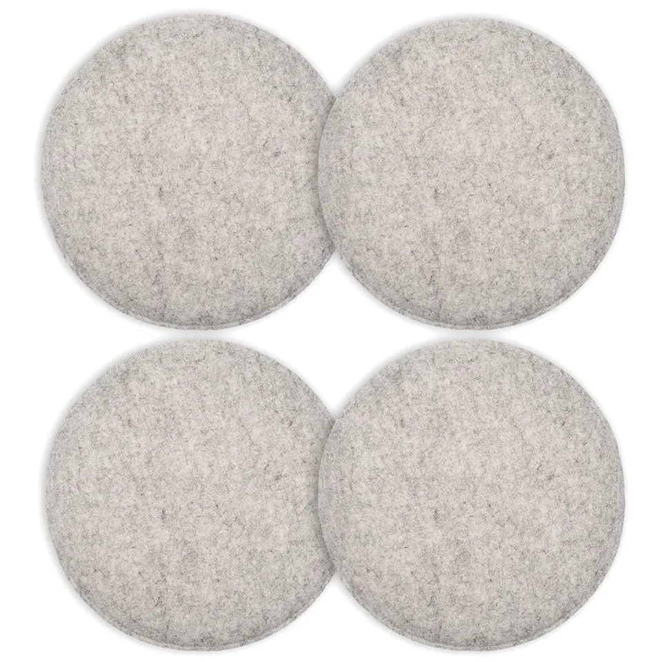Intirilife Sitzkissen Filz Grau rund 31,5 cm 4er Set