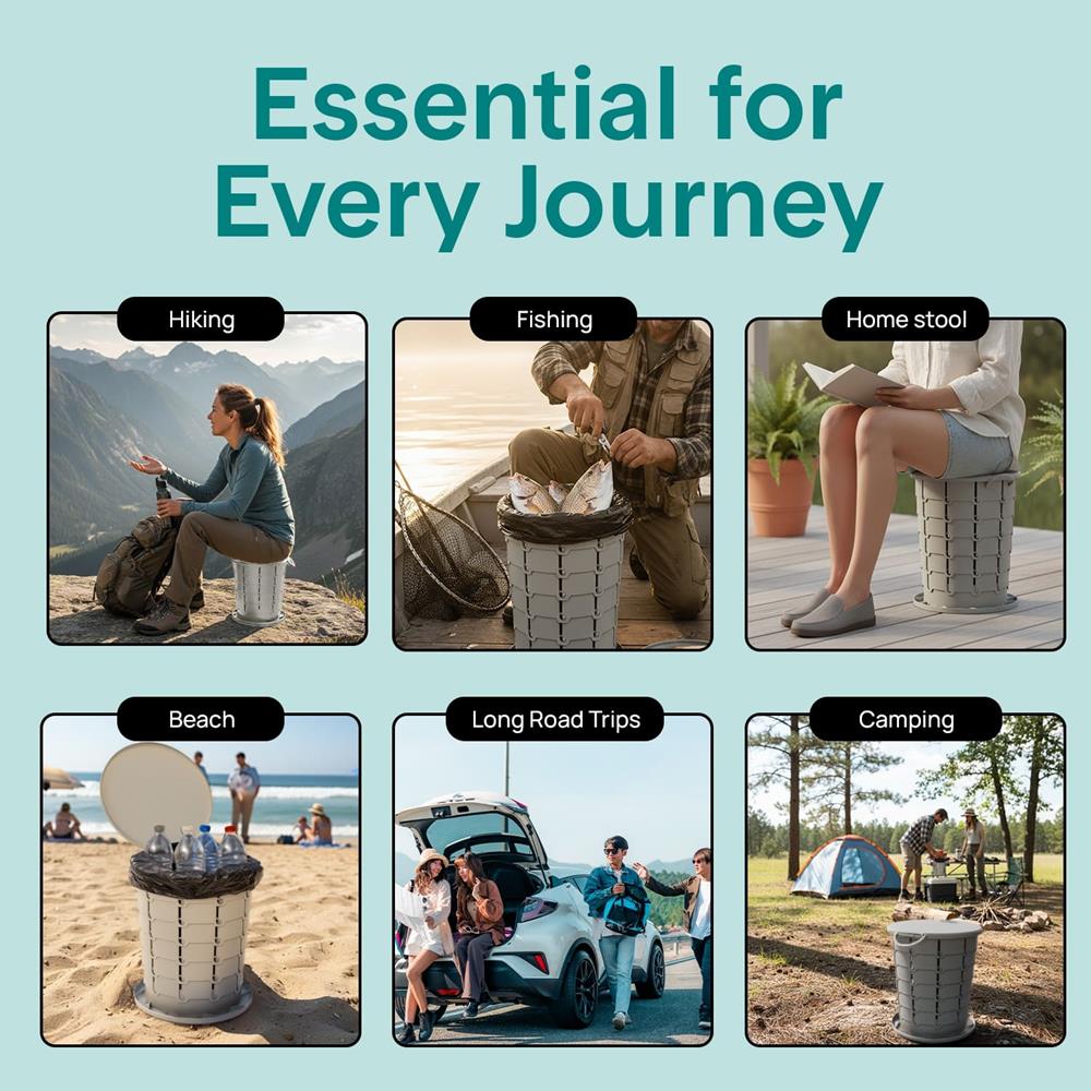 Serenelife Camping Toilette Faltbar Grau mit Tasche