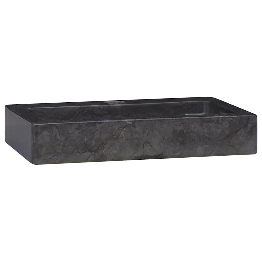 vidaXL Wandwaschbecken Schwarz Marmor 38 cm Handwaschbecken