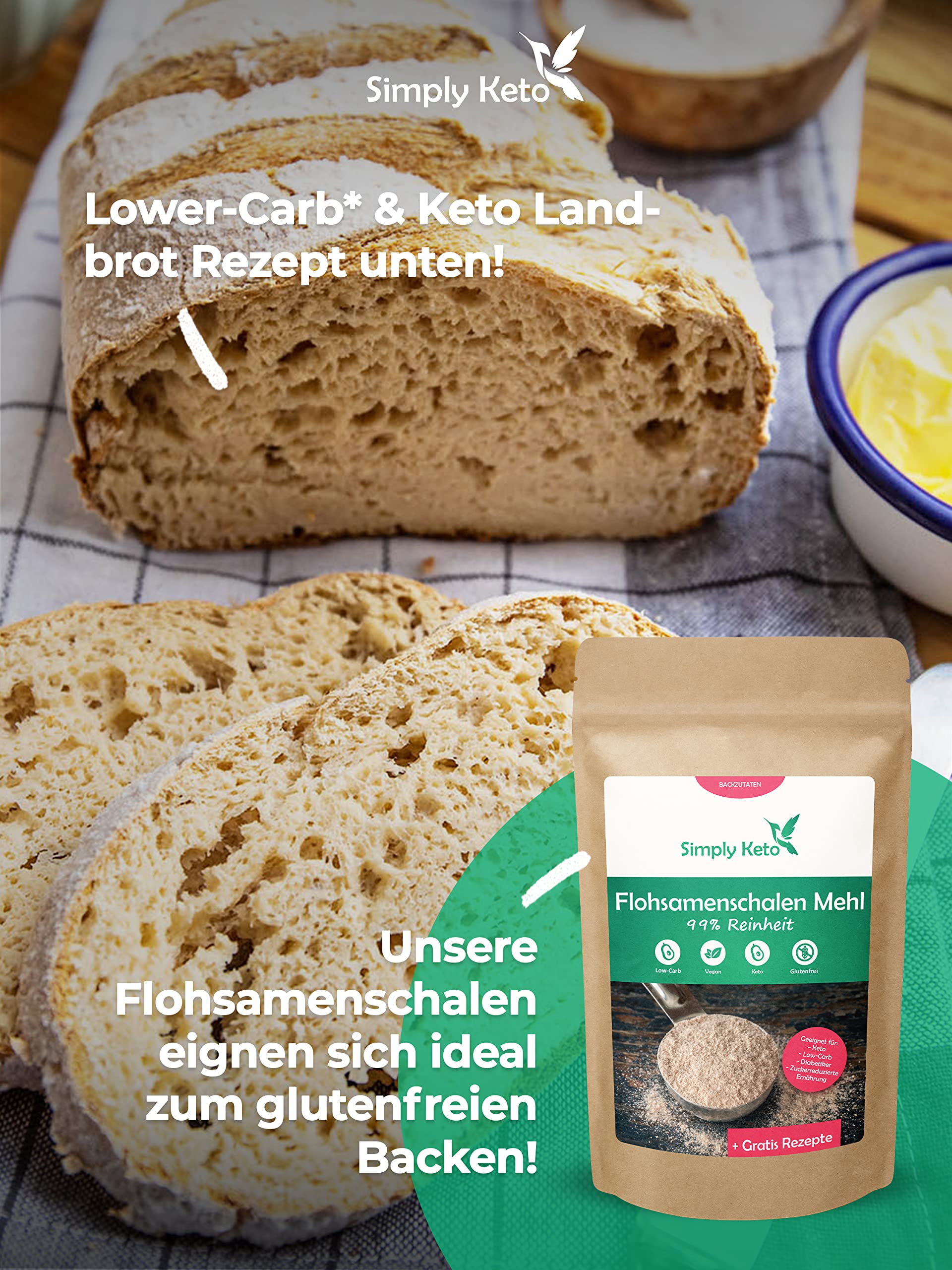 Keto Flohsamenschalen gemahlen 500 g glutenfrei