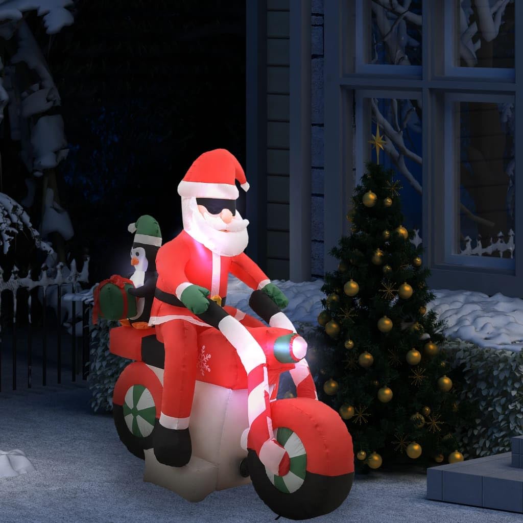 vidaXL Heim & Garten Weihnachtsmann auf Motorrad Deko LED 160cm