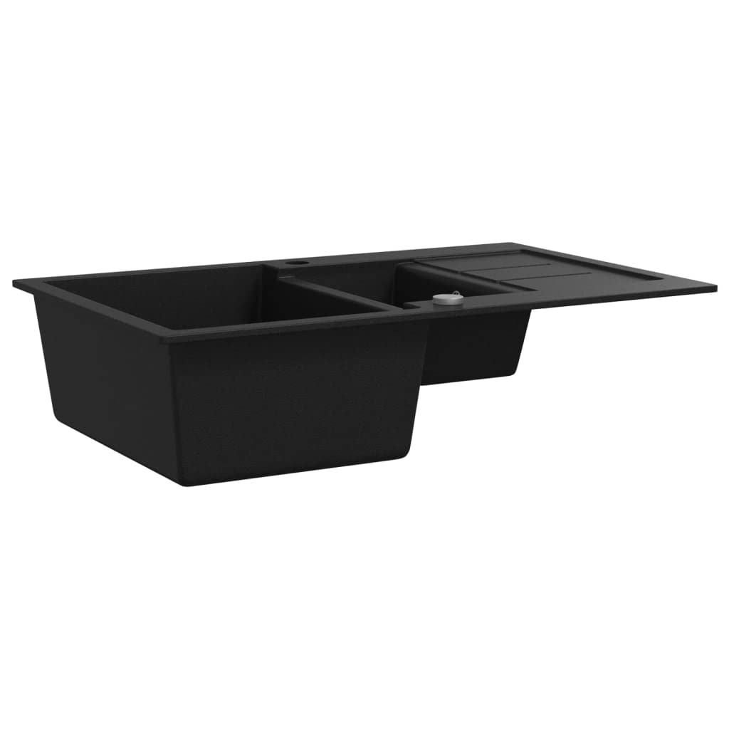 vidaXL Doppelbecken Granitspüle Schwarz 80x50cm hitzebeständig