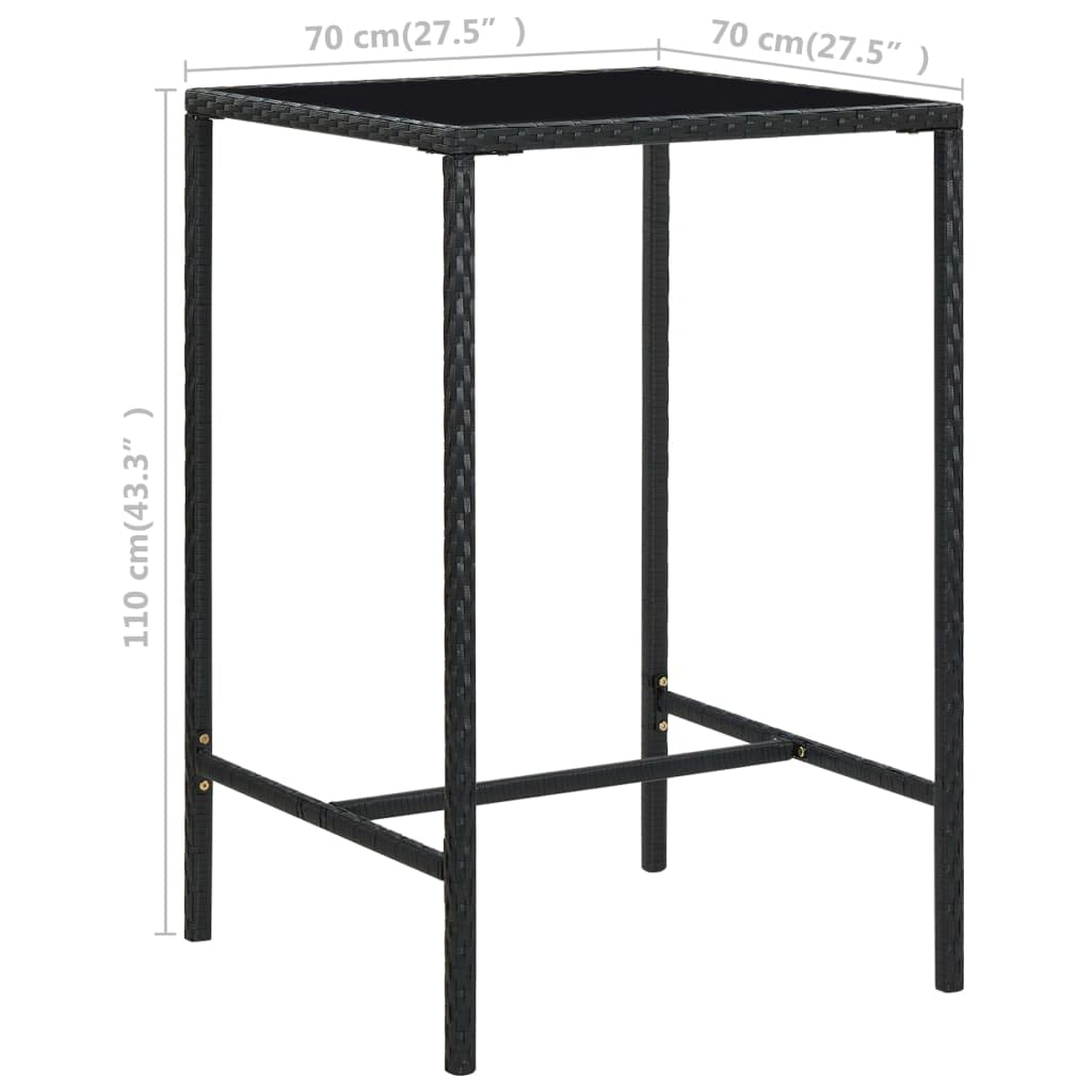 vidaXL Heim & Garten Gartenbar-Set 3-tlg schwarz mit Kissen