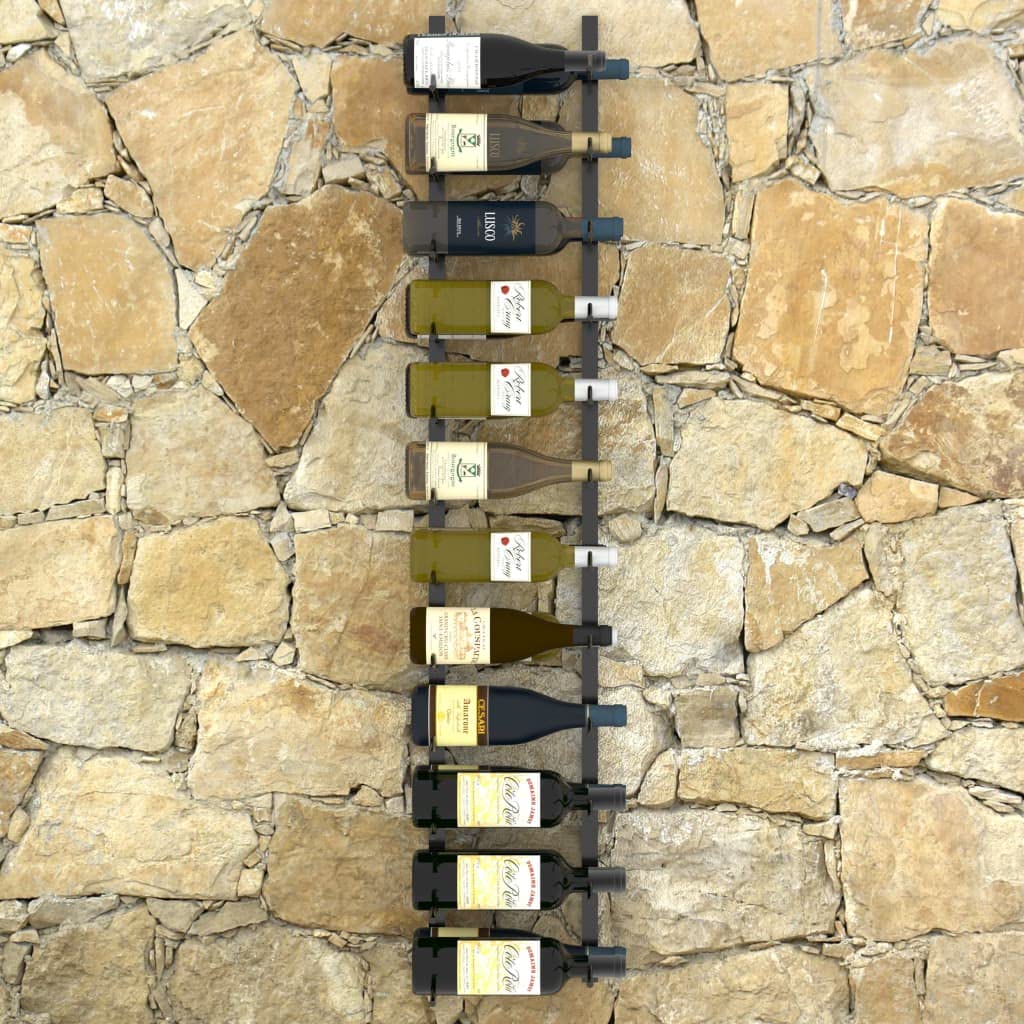 vidaXL Weinregal Wand 24 Flaschen Eisen Schwarz 120 cm