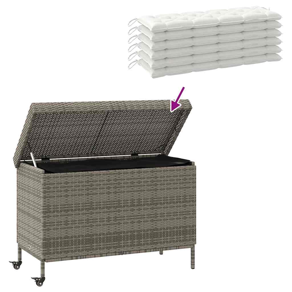 vidaXL Heim & Garten Gartentruhe Grau 110x55x73 cm Poly Rattan